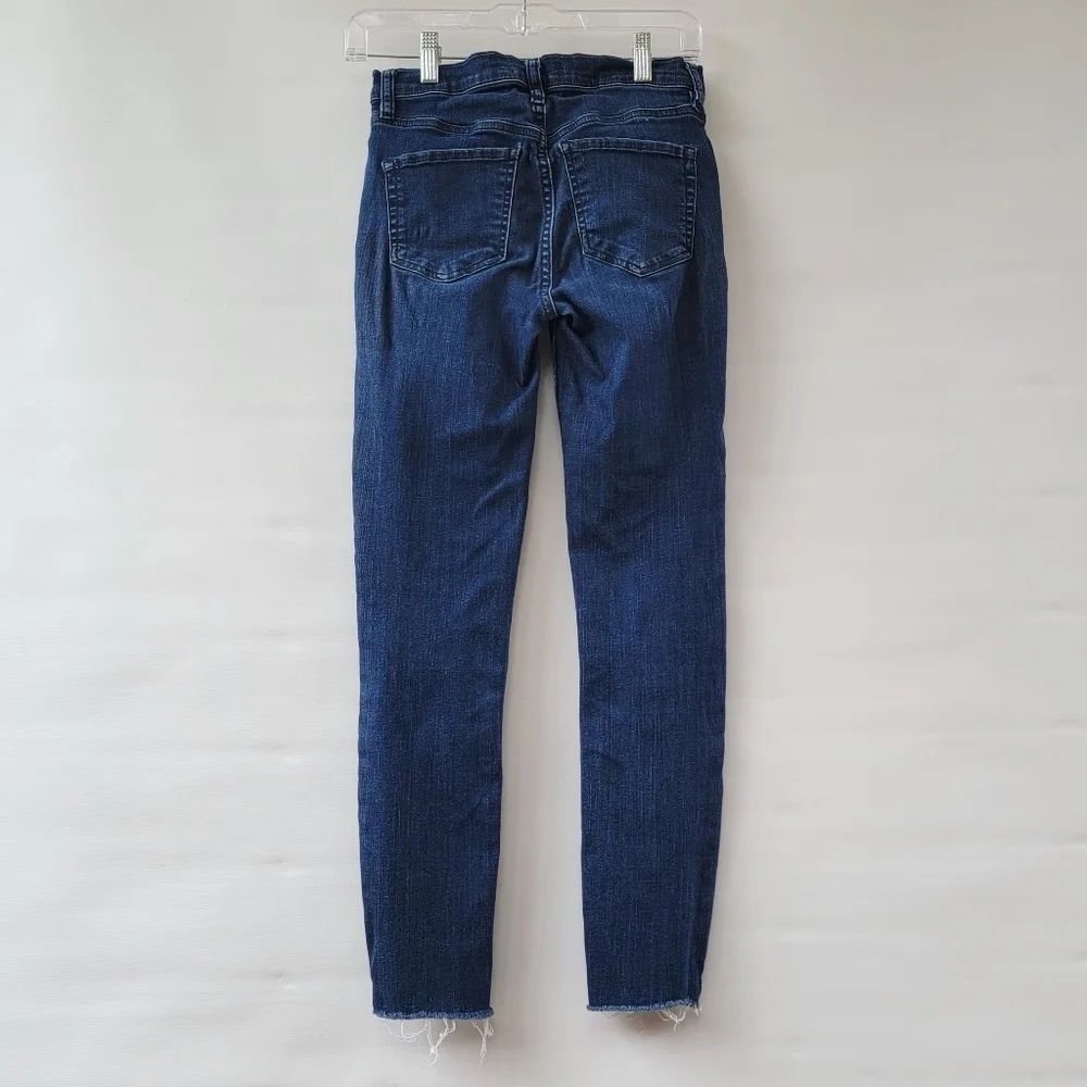 Free People Skinny Jeans Size 26 Dark Blue Exposed Fly Raw Hems Minimalist Jeans